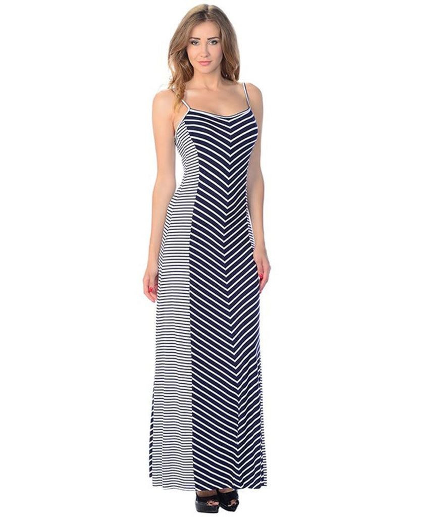 Maxi Dress Sleeveless Striped Navy ...